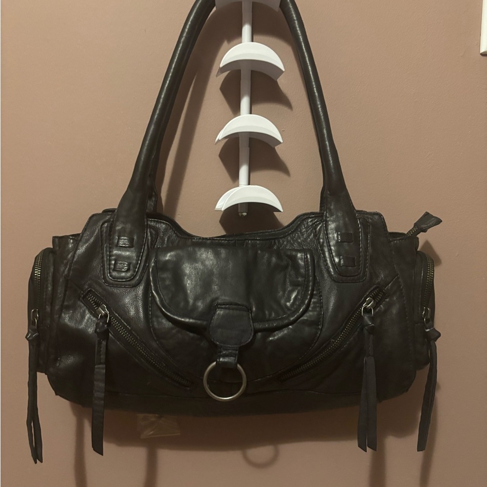 Free People Black Leather Shoulder Bag